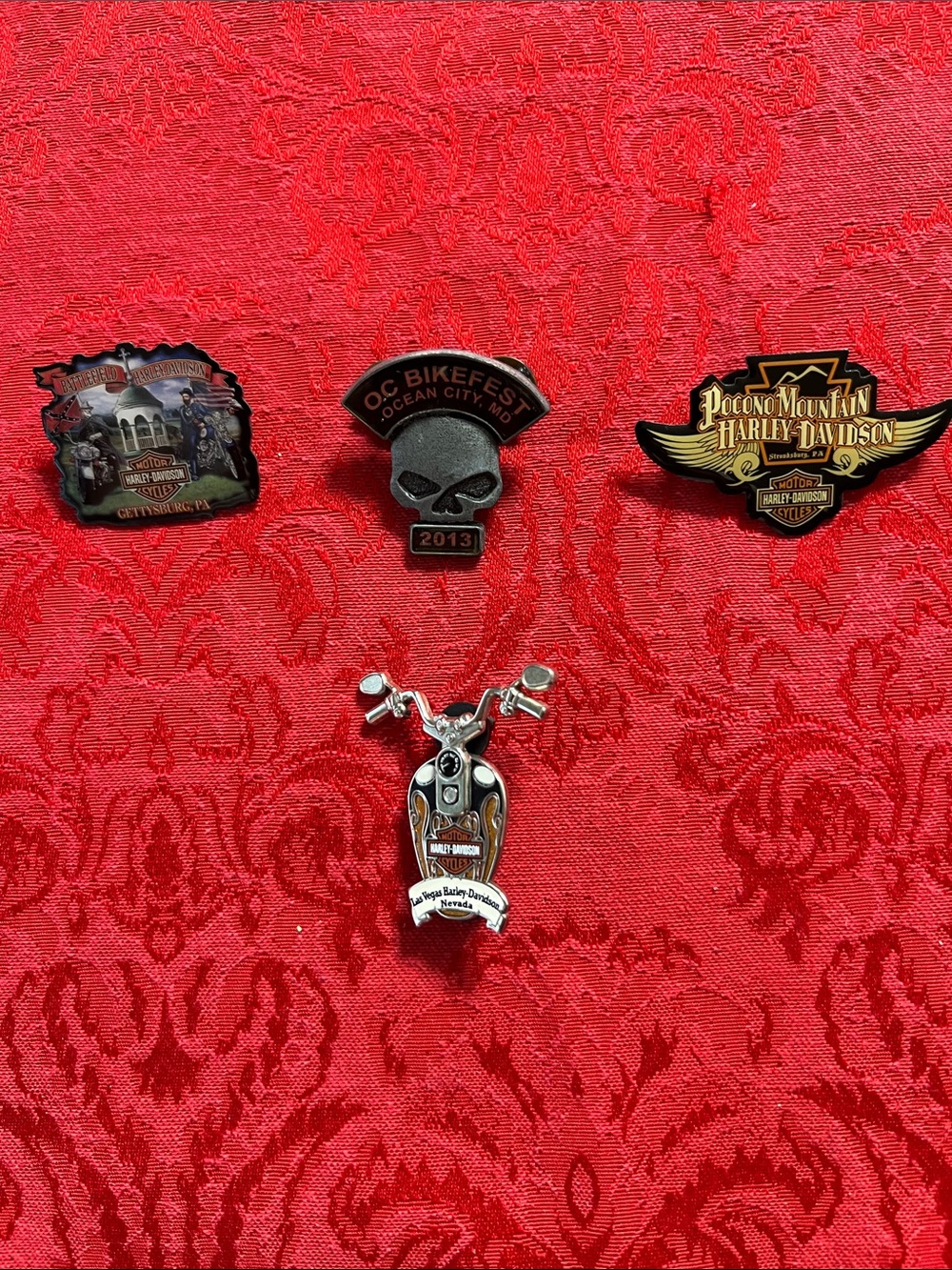 Motorcycle Biker Pin Lot of 4 Harley-Davidson Gettysburg Pocono OC BikeFest